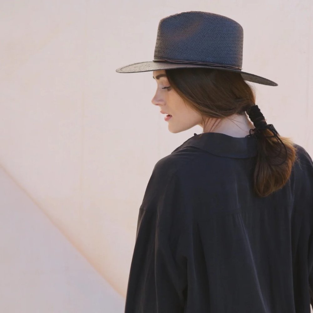 Kin the Label Black Straw Hat (Packable) - Picture 4 of 5